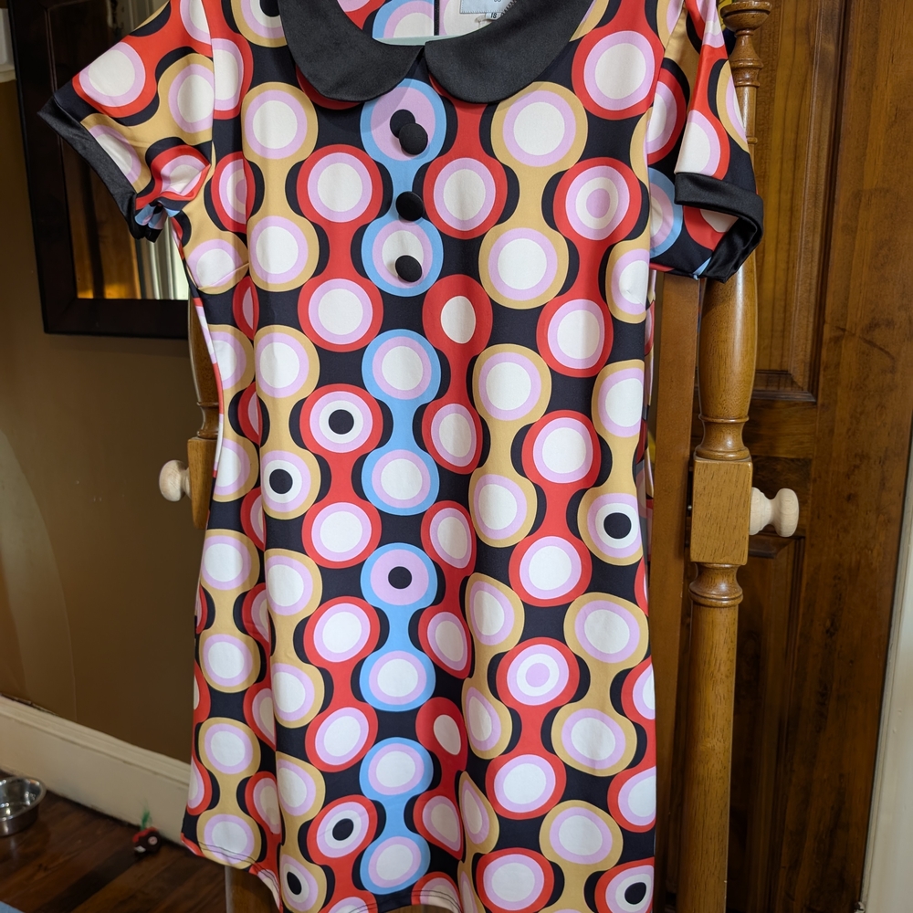 Colorful Circle Pattern Mini Dress